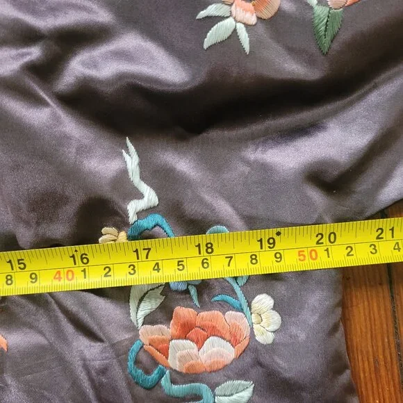 Vintage Silk Golden Bee Chinese Robe, sz S-L - Picture 13 of 16